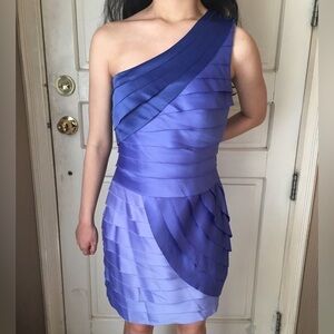 F21 One Shoulder Purple Ombre Layered Satin Like Mini Dress Size 6